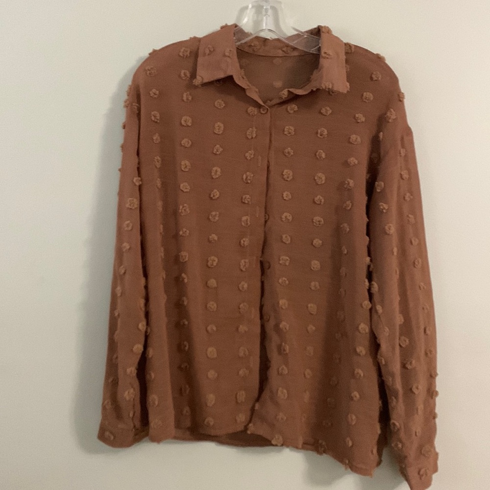 Tan button down shirt